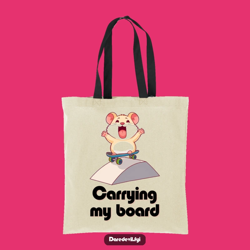Funny Thrilled Hamster Skateboard Tote Bag: Carry Your Radness Everywhere!