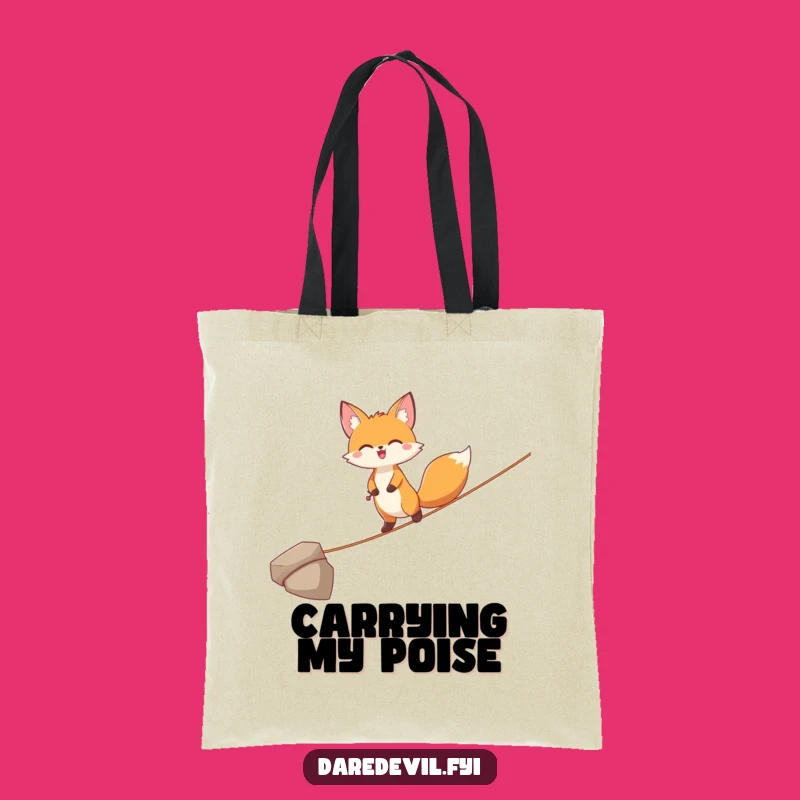 Funny Joyful Fox Tightrope Tote Bag: Carry Your Balance with Style!