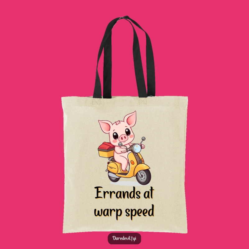 Funny Piglet Scooter Tote Bag: Practical Rider Humor Carryall, Ideal Funny Gift