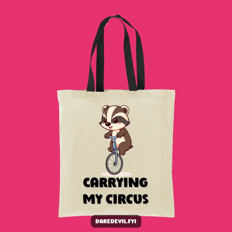 Funny Badger Unicyclist Tote Bag: Carry Your Grit and Giggle!