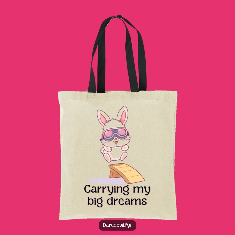 Funny Bunny Goggles Tote Bag: Leaping Character Accessory, Practical Humorous Gift