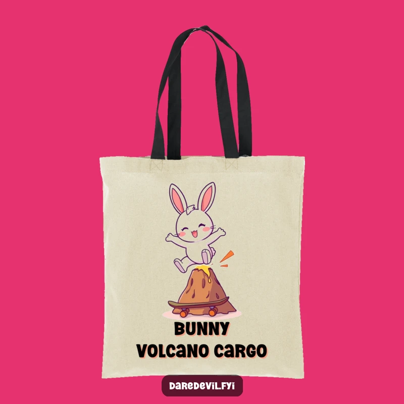 Funny Bunny Skateboard Volcano Tote Bag - Carry Your Laughs in Style