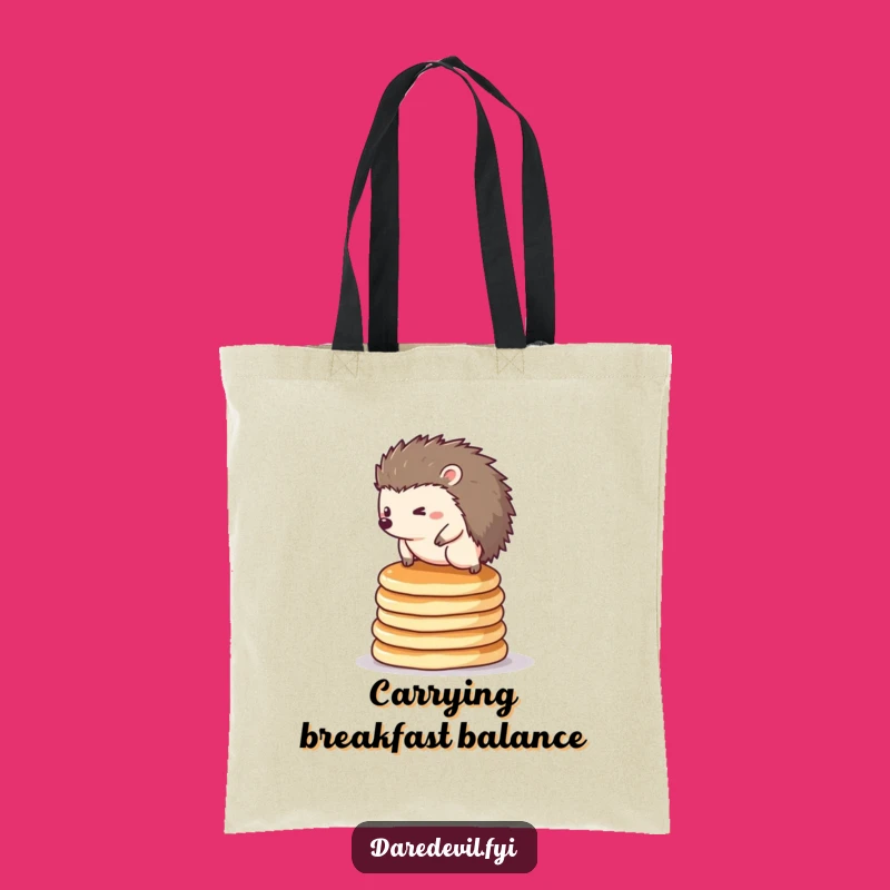 Funny Hedgehog Pancake Tote Bag: Carry Your Laughs with this Hilarious Accessory, Ideal Funny Gift
