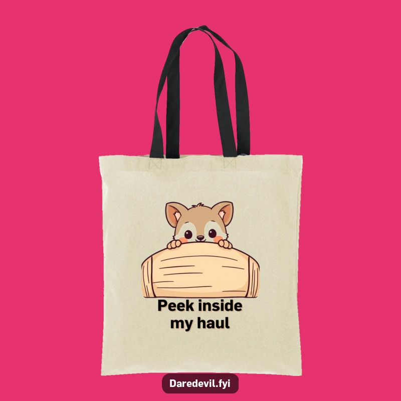 Funny Tote Bag - Curious Animal's Peekaboo, Practical Funny Gift Accessory
